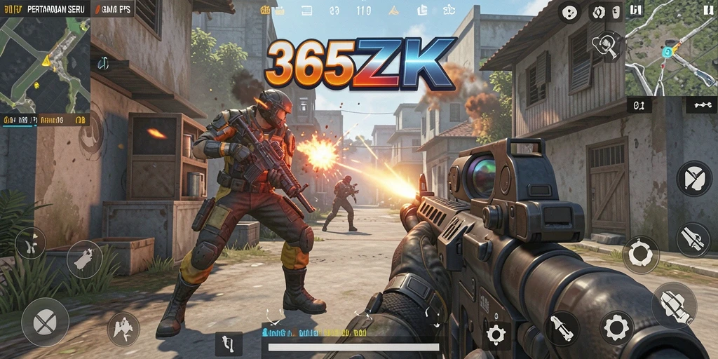 Tampilan gameplay 365ZK dengan aksi tembak-menembak seru.
