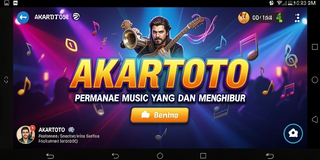 Tampilan gameplay AKARTOTO dengan berbagai pilihan lagu dan tantangan musik.