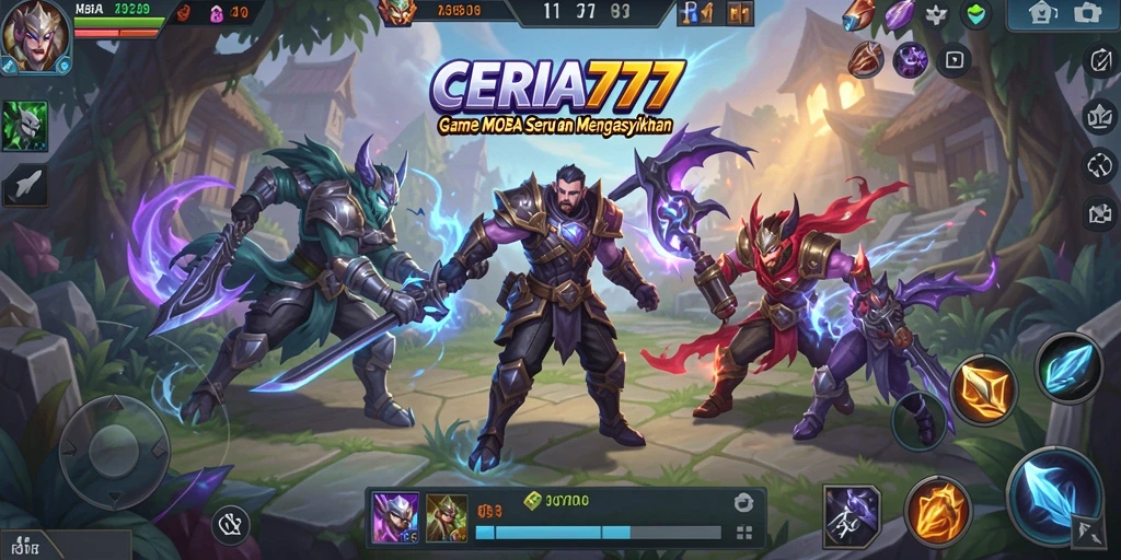 Screenshot gameplay menarik dari CERIA777 dalam pertempuran MOBA.