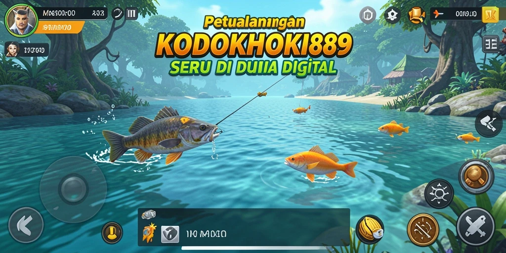 Screenshot gameplay KODOKHOKI889 menampilkan aksi memancing yang menarik.