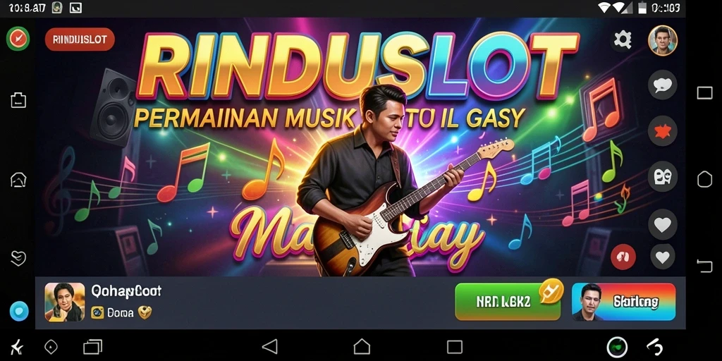 Tampilan gameplay RINDUSLOT menampilkan interaksi seru dengan musik.