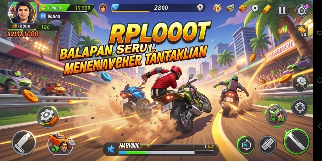 Tampilan action balapan di RPLOOT dengan mobil-mobil cepat.