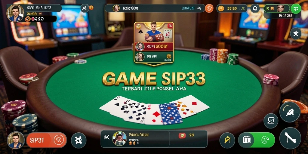 Screenshot gameplay SIP33 yang menampilkan suasana permainan Poker yang intens.